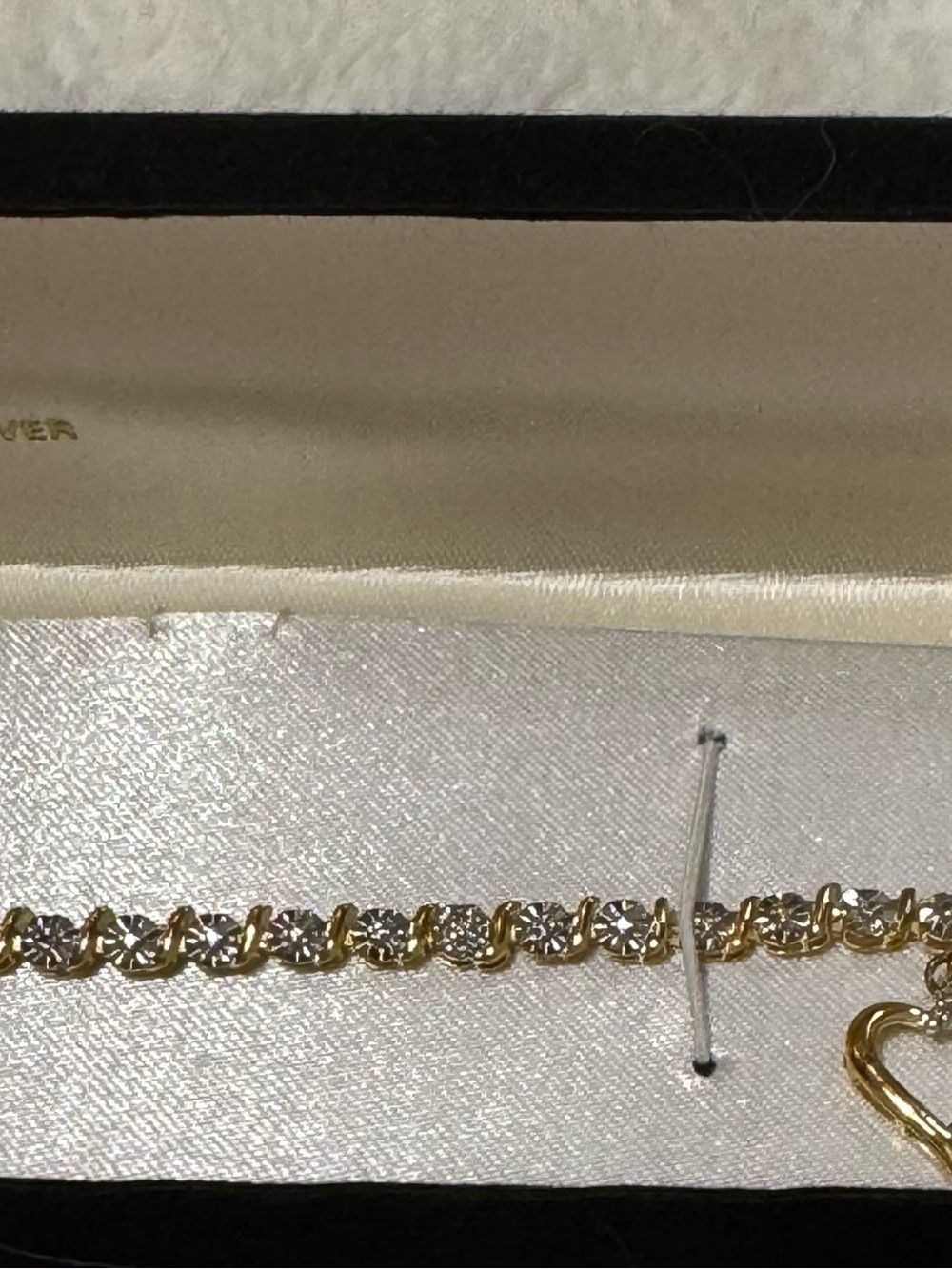 Ross-Simons 18kt Gold over 925 Sterling Tennis Bracelet with Crystal Heart Charm - Picture 9 of 10